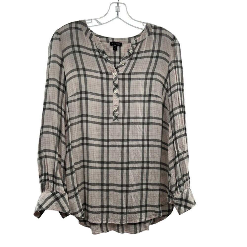 Talbots Women's Pullover Plaid Top Long Sleeve Multicolor Size Small